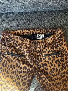 UNIF Leopard Print Zip Pants Soft Cotton Suede